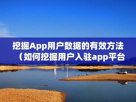 挖掘App用户数据的有效方法（如何挖掘用户入驻app平台）